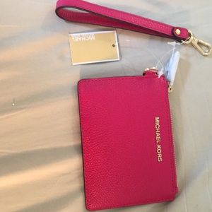 Michael Kors small coin purse - pink leather new